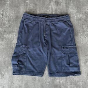 Vintage Y2K Blend Navy Blue Baggy Embroidered Cargo Sweatshorts